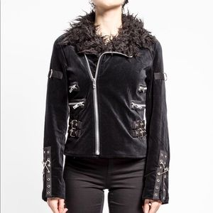 Tripp NYC Velvet Moto with Faux Fur Collar